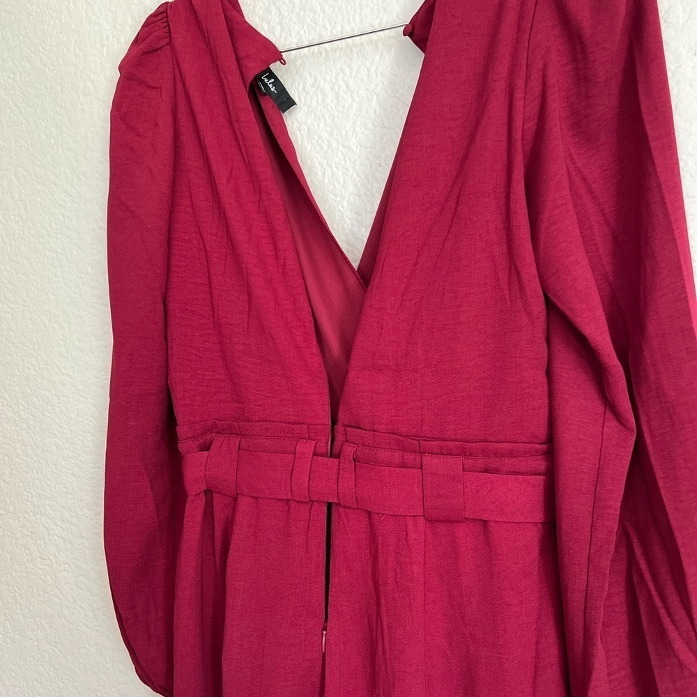 NWOT In the City Burgundy Surplice Long Sleeve Jumpsuit - Picture 8 of 10